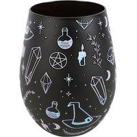 Something Different Crystal Witch Print Stemless Wine Glass in Black