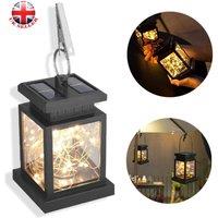 KDMD Solar Hanging Lantern Fairy Lights Warm IP55 Waterproof Clip in Black