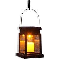 KDMD Solar Hanging Lantern Candle Light Waterproof Clip Warm White in Black