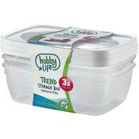 KDMD 3PCS 2L Rectangular Plastic Food Storage Container Box Set in Clear