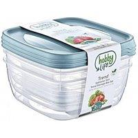 KDMD 3PCS 2.5L Square Plastic Food Storage Containers Set with Lids in Clear