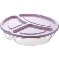 KDMD Smart Round 3 Divided Clear Plastic Food Container 0.6L