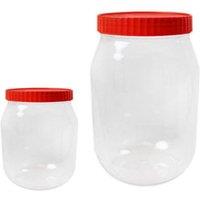 KDMD 1500mL & 500mL Plastic Food Storage Freezer Jar with Lids Reusable in Clear