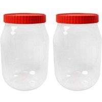 KDMD 2PCS 1000ml Plastic Food Storage Jars With Lids Freezer Boxes in Clear