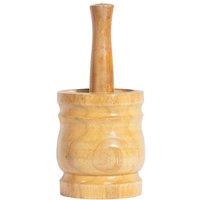 KDMD Wood Mortar & Pestle Herb Spice Grinder Light Wood 10x13cm in Brown | Size: 10x13 cm