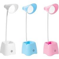 KDMD Foldable USB Rechargeable LED Desk Lamp Touch Pen Phone Holder