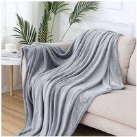 KDMD Light Grey Fleece Throw Blanket 59x78.7 Inch Sofa Bed Warm