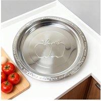 KDMD 19 Inch Stainless Steel Serving Platter Apple Pattern Mirror in Silver