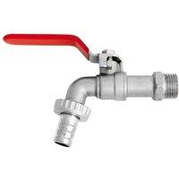 KDMD Wall Mounted Tap Lever Valve Red Handle 1 2 3 4 Male Garden Hose in Silver