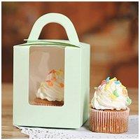 KDMD 20pcs Single Cupcake Muffin Candy Boxes Clear Window Paper in Green