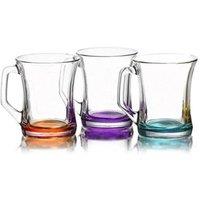 KDMD 3PCS Zen Coral Glass Tea Mug 225cc Clear Set of 3 Random Color