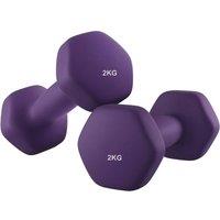 Kelvenix Set of 2 Dumbbells, 2 x 2 kg Hand Weights in Purple | Size: 0-12 m