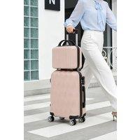 SHEONLY 2-Piece Hard Shell Travel Suitcases Luggage Set in Pink