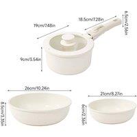 Living and Home 5-Piece Non-Stick Coating Cookware Set Detachable Handle Saucepan Stew Pot Frying Pan Set in Cream | Size: 5 Pack