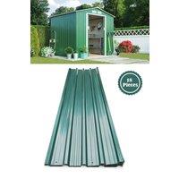 Living and Home 12Pcs Metal Corrugated Roofing Sheets in Green