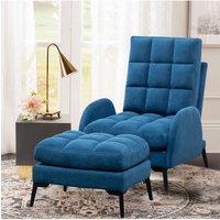 Living and Home Modern Leisure Arm Chair with Footstool in Blue