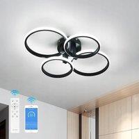 COMELY Dimmable LED Ceiling Light, 4 Rings Round Design LED Ceiling Light 48 W in Black