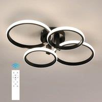 Pheashine Modern 76W 4-Head LED Ceiling Light 3000-6500K with Remote in Black