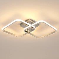 Pheashine Modern Chrome Square LED Ceiling Light, 42W 3000K Cool White, 64cm in White