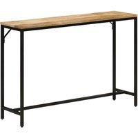 Berkfield Home Console Table 110x30x75 cm Solid Rough Mango Wood & Iron in Brown | Size: 110 x 30 x 75 cm