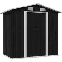 Berkfield Home Garden Storage Shed Anthracite Steel 204x132x186 cm in Black | Size: 204 x 132 x 186 cm