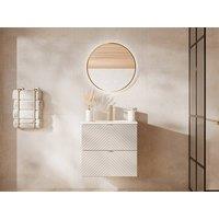 Vente-unique Chevron Wall-Hung Bathroom Vanity Unit With Inset Basin - Beige - 60