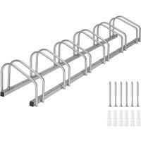 tectake Bicycle Rack Parkley 6 Bikes - Silver