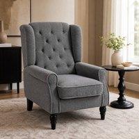 STILVORA Wingback Chair in Grey Teddy Fleece