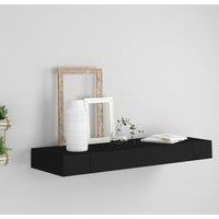 Berkfield Home Floating Wall Shelf with Drawer Black 80x25x8 cm | Size: 80 x 25 x 8 cm