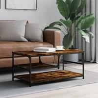 Berkfield Home Coffee Table Smoked Oak 90x49x40 cm Engineered Wood in Brown | Size: 90 x 49 x 40 cm