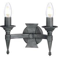Netlighting Saxon 2 Light Indoor Candle Wall Light Black Silver E14
