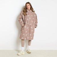 OHS Bow Print Water Resistant Coat Sherpa Lined Drying Changing Robe in Taupe | Size: Large/XL