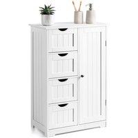 Christow White Bathroom Cabinet 4 Drawer Freestanding Wooden Storage Unit