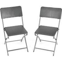 Christow Folding Garden Chairs Set of 2 Rattan Effect Outdoor Dining in Black