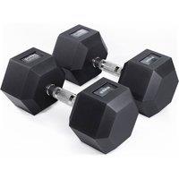 Core Balance Hex Dumbbell Pairs PVC Encased Cast Iron 2.5kg to 30kg in Black | Size: 25kg