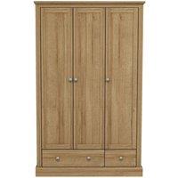 Lemon Pavilion Furniture Devon 3 Door 2 Drawer Wardrobe - L56 x W112.9 x H181.5 cm - Oak in Brown | Size: 1 Pack