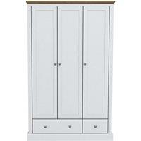 Lemon Pavilion Furniture Devon 3 Door 2 Drawer Wardrobe - L56 x W112.9 x H181.5 cm - White | Size: 1 Pack