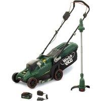 Webb 20V 33cm Cordless Lawnmower & 25cm Strimmer Starter Kit with 4Ah Battery & Charger in Green | Size: 1 Pack