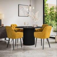 More4Homes Arlo Black Table Top W Black Legs + Anika Velvet Dining Chair Set Of 4 in Mustard