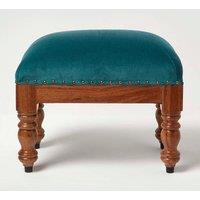 Homescapes Mable Velvet Rectangular Footstool in Green