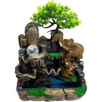 Serenityy Elephants Tabletop Water Feature, Crystal Ball, Watermill - 30x20x35cm in Natural | Size: 30 x 20 x 35 cm