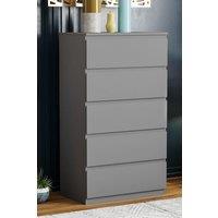 Home Discount Vida Designs Denver 5 Drawer Chest of Drawers Storage in Grey