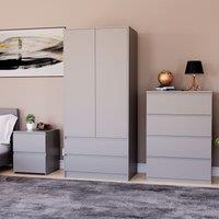 Home Discount Vida Designs Denver Bedroom Set (2 Dr Bedside, 4 Dr Chest, Wardrobe) in Grey
