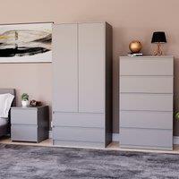 Home Discount Vida Designs Denver Bedroom Set (2 Dr Bedside, 5 Dr Chest, Wardrobe) in Grey