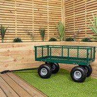 Samuel Alexander Green Heavy Duty Metal Festival Garden Truck Trolley with Pull Handle