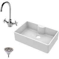 Balterley Fireclay 1 Bowl Butler Sink Tap Ledge Sink Mixer Tap Waste 795mm in White