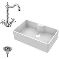 Balterley Fireclay 1 Bowl Butler Sink Tap Ledge Tap Waste 795mm in White