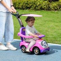 AIYAPLAY 3 in 1 Ride on Push Car, Cartoon Robot Foot to Floor Slider in Pink