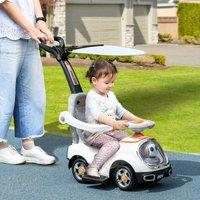 AIYAPLAY 3 in 1 Ride on Push Car, Cartoon Robot Foot to Floor Slider in White
