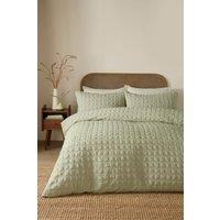 Serene 'Embossed Grid' Embossed Textured Duvet Cover Set in Green | Size: King